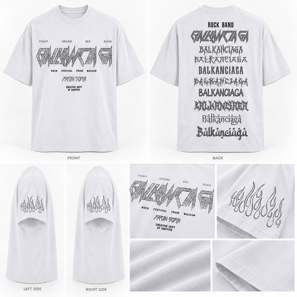 BALKANCIAGA ROCK FESTIVAL — WHITE Oversized tee