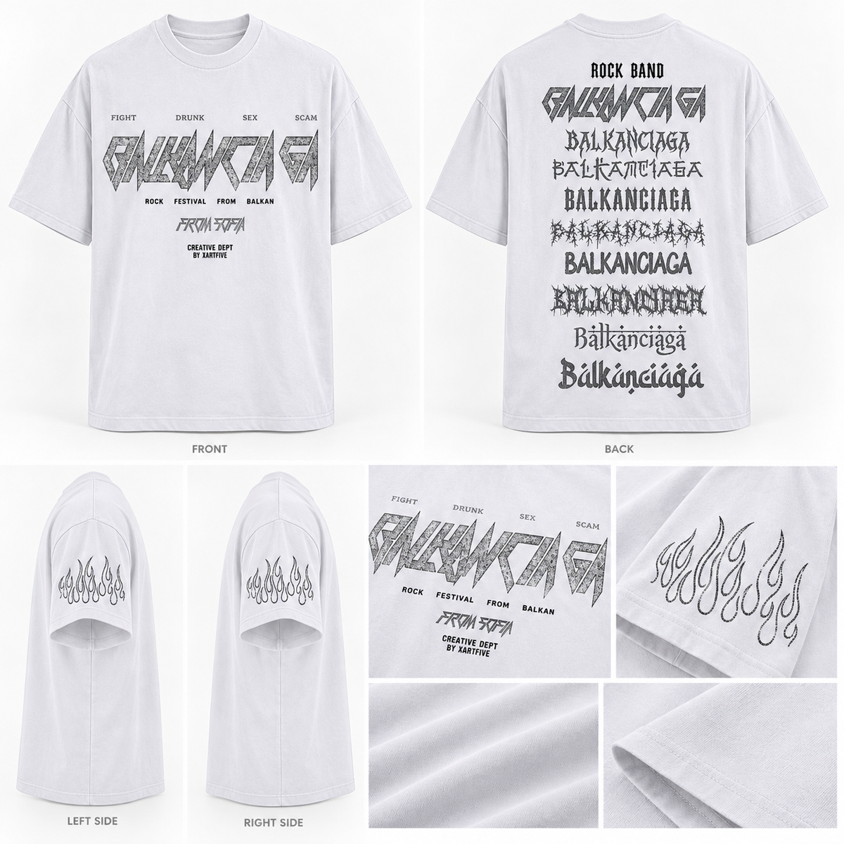 BALKANCIAGA ROCK FESTIVAL — WHITE Oversized tee