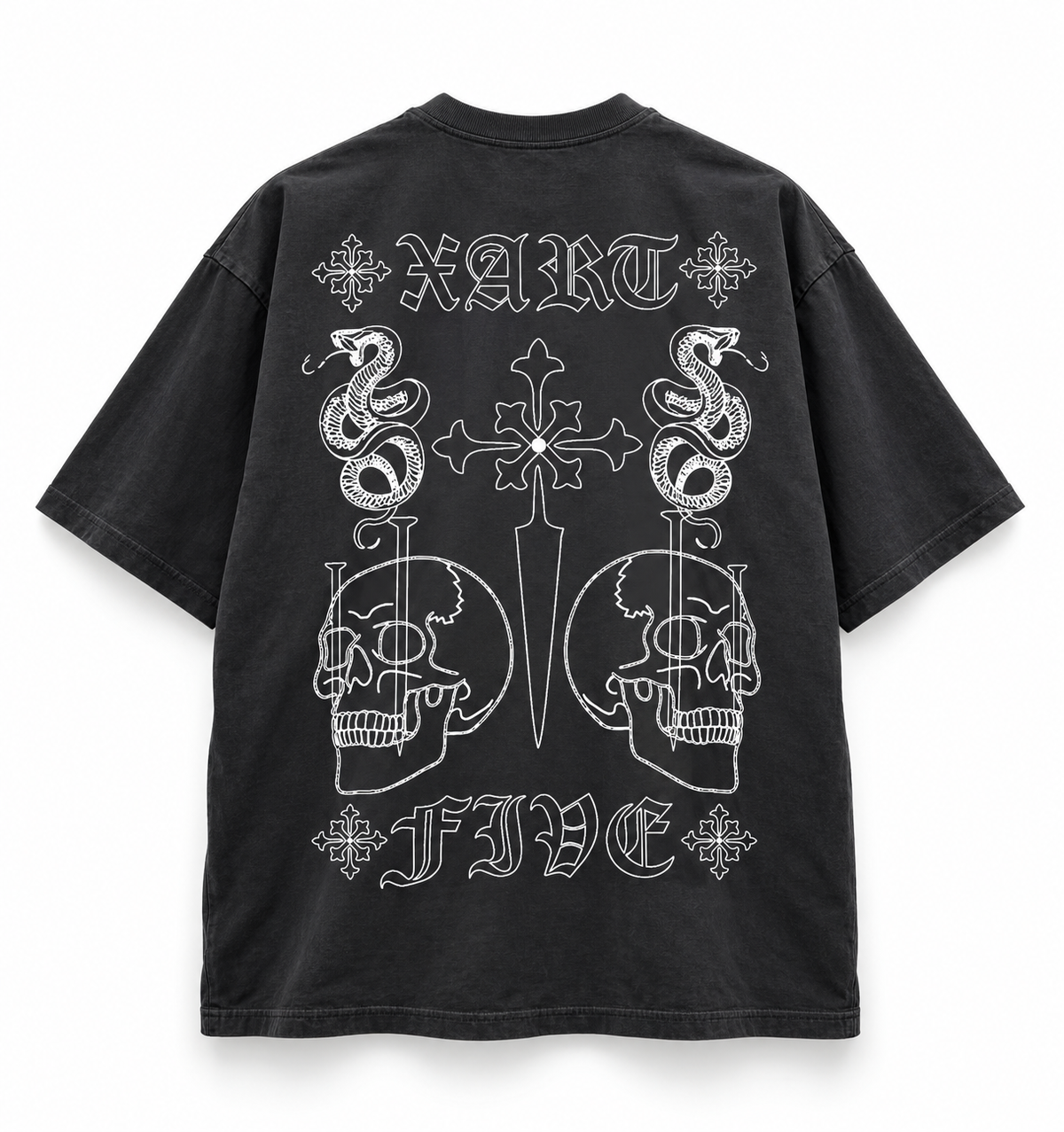 CHROMEXART Gothic Skull Oversized T-Shirt