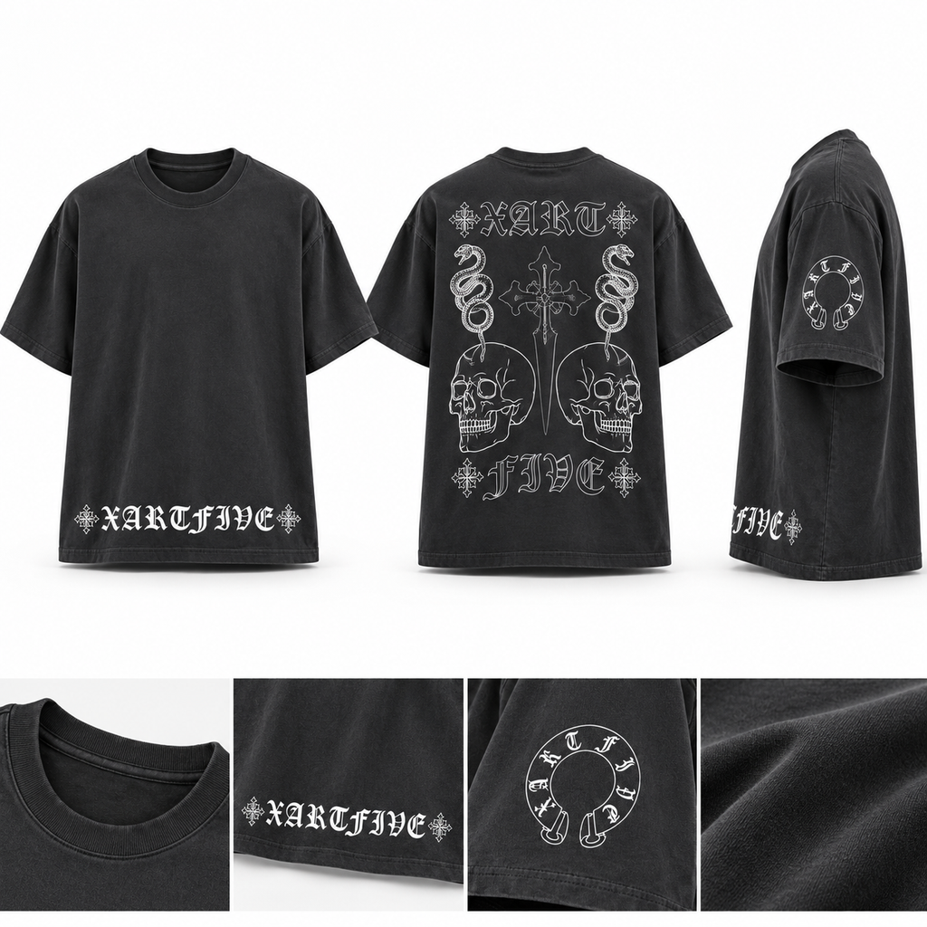 CHROMEXART Gothic Skull Oversized T-Shirt