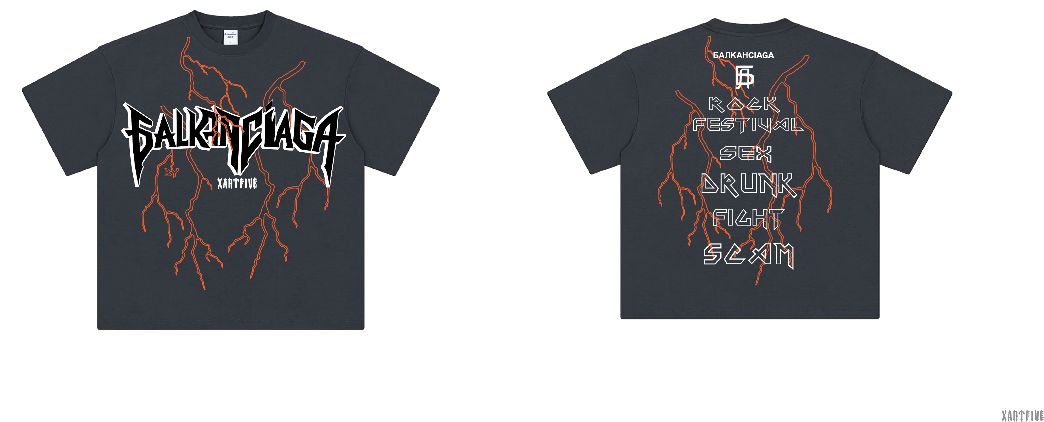 BALKANCIAGA Lightning Rock Festival T-Shirt – Grey