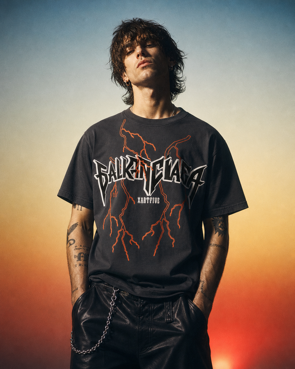 BALKANCIAGA Lightning Rock Festival T-Shirt – Grey