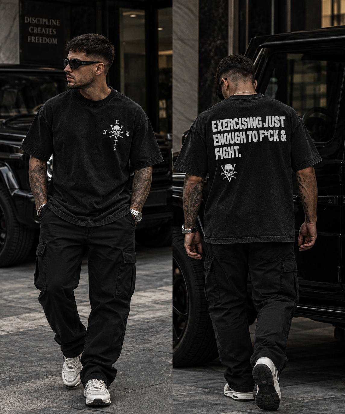 XARTFIVE – EXERCISING JUST ENOUGH TO F*CK & FIGHT T-SHIRT